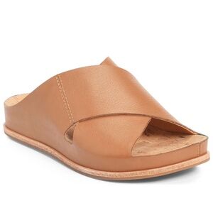 Kork-Ease Tutsi Leather Cross-Band Slide Sandal in Brown Leather sz 7